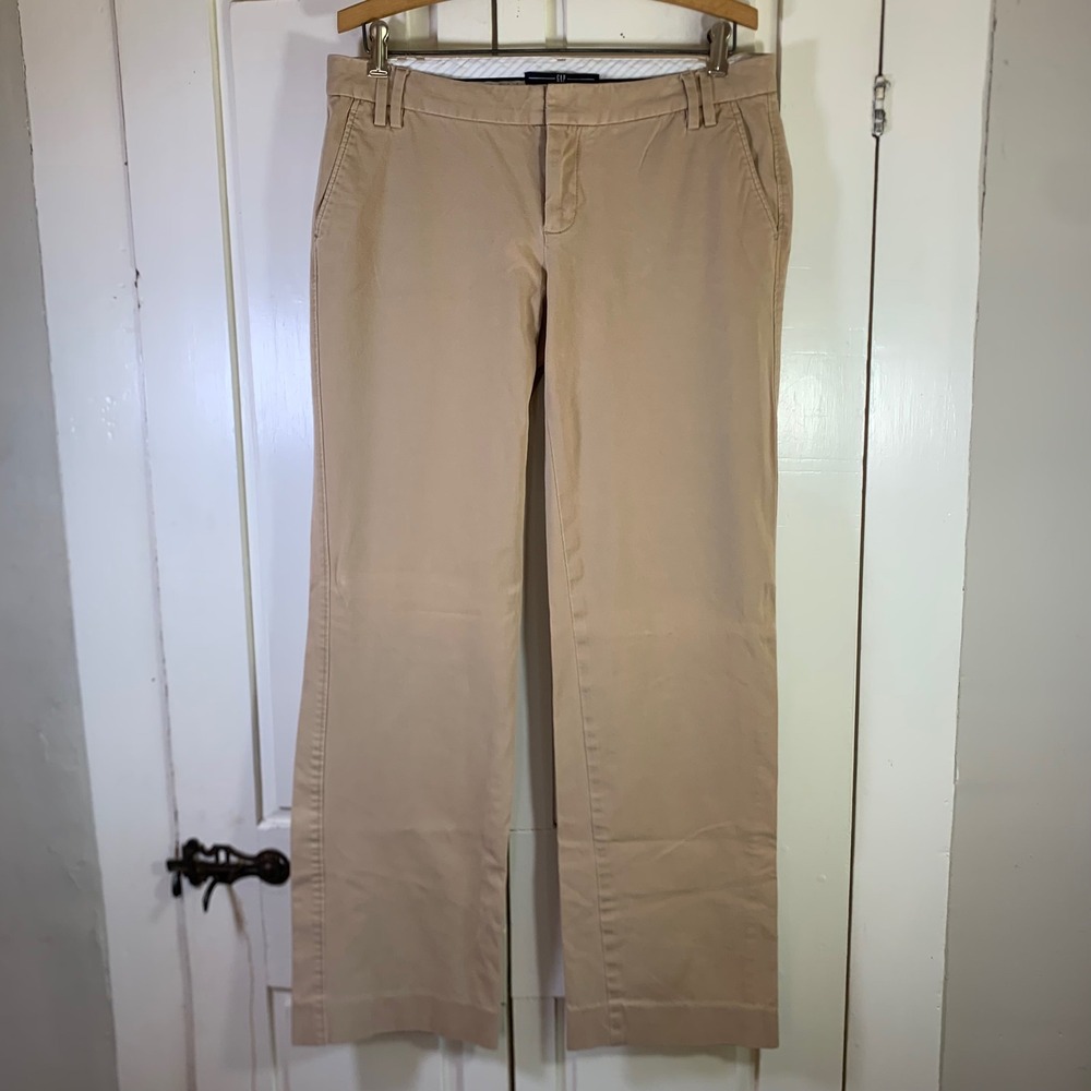 GAP Womens Khaki Tan Straight Leg Stretch‎ Chino Pants 8 Long Low Rise VTG